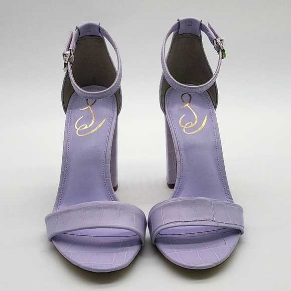 784- Sam Edelman Yaro Lilac Croc Embossed Leather Block Heel Sandals 7.5 M NWT - Picture 5 of 12